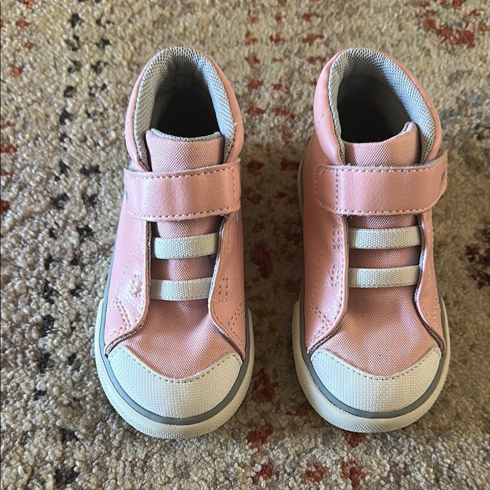 See Kai Run Pink and White Velcro Sneakers